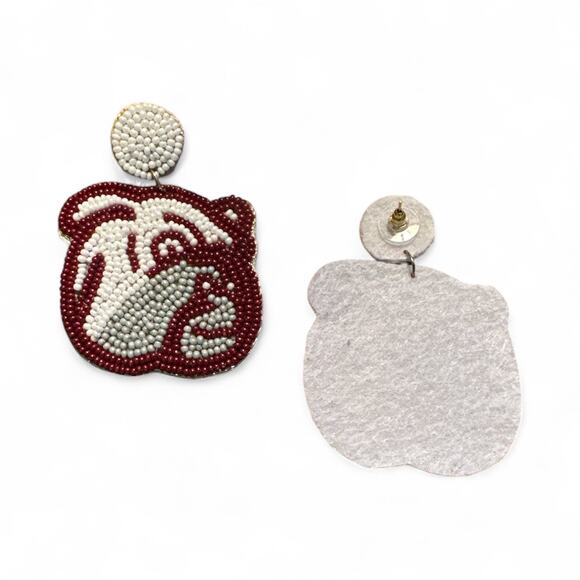 Hail State Bulldog Beaded Earrings/Mississippi State Earrings/Game Day Earrings - Picture 2 of 2